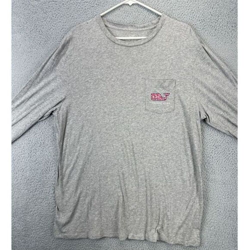 Vineyard Vines T-Shirt Adult Large Grey Graphic Print Pocket Long Sleeve Tee Men - Picture 2 of 10